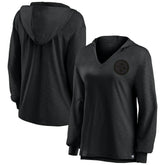 Pittsburgh Steelers Women's Blackout Slub Hoodie V-Neck Long Sleeve T-Shirt sale