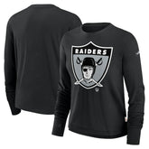 Las Vegas Raiders Women's Large Logo Cropped Long Sleeve Fashion T-Shirt - Black | Nike sale