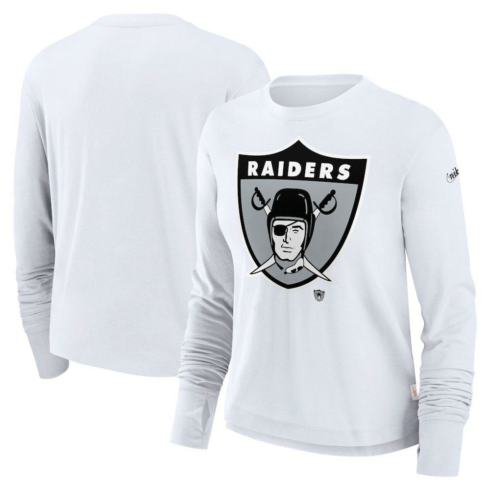 Las Vegas Raiders Women's Large Logo Cropped Long Sleeve Fashion T-Shirt - White | Nike cheap