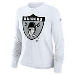 Las Vegas Raiders Women's Large Logo Cropped Long Sleeve Fashion T-Shirt - White | Nike cheap