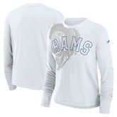 Los Angeles Rams Women's Layered Logo Cropped Long Sleeve Fashion T-Shirt - White | Nike cheap