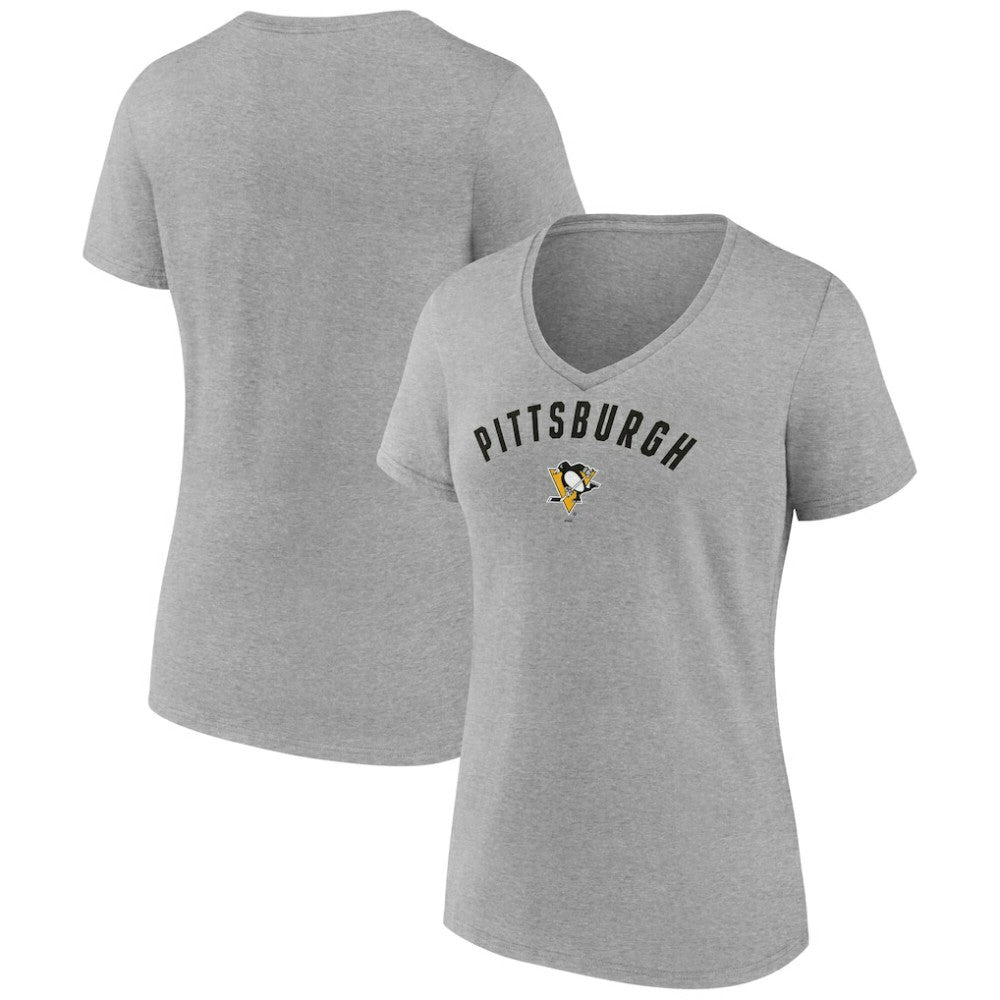 Pittsburgh Penguins Fanatics Women's V-Neck T-Shirt Gray