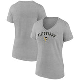 Pittsburgh Penguins Fanatics Women's V-Neck T-Shirt Gray