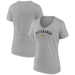 Pittsburgh Penguins Fanatics Women's V-Neck T-Shirt Gray