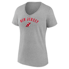 New Jersey Devils Fanatics Women's V-Neck T-Shirt Gray