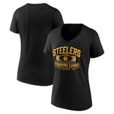 Pittsburgh Steelers Women's Training Camp Stripe V-Neck T-Shirt - Black cheap