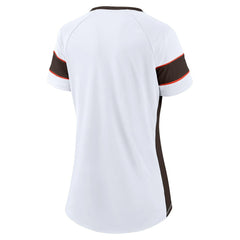 Cleveland Browns Women's Athena Lace-Up V-Neck T-Shirt - White discount