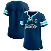 Seattle Kraken Fanatics Women's Iconic Athena Lace-Up T-Shirt Deep Sea Blue