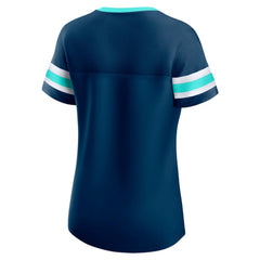Seattle Kraken Fanatics Women's Iconic Athena Lace-Up T-Shirt Deep Sea Blue