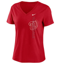 Washington Nationals Women's Local Team Tri-Blend V-Neck T-Shirt - Red | Nike