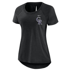 Colorado Rockies Women's Summer Breeze Raglan Fashion T-Shirt - Heather Black | Nike