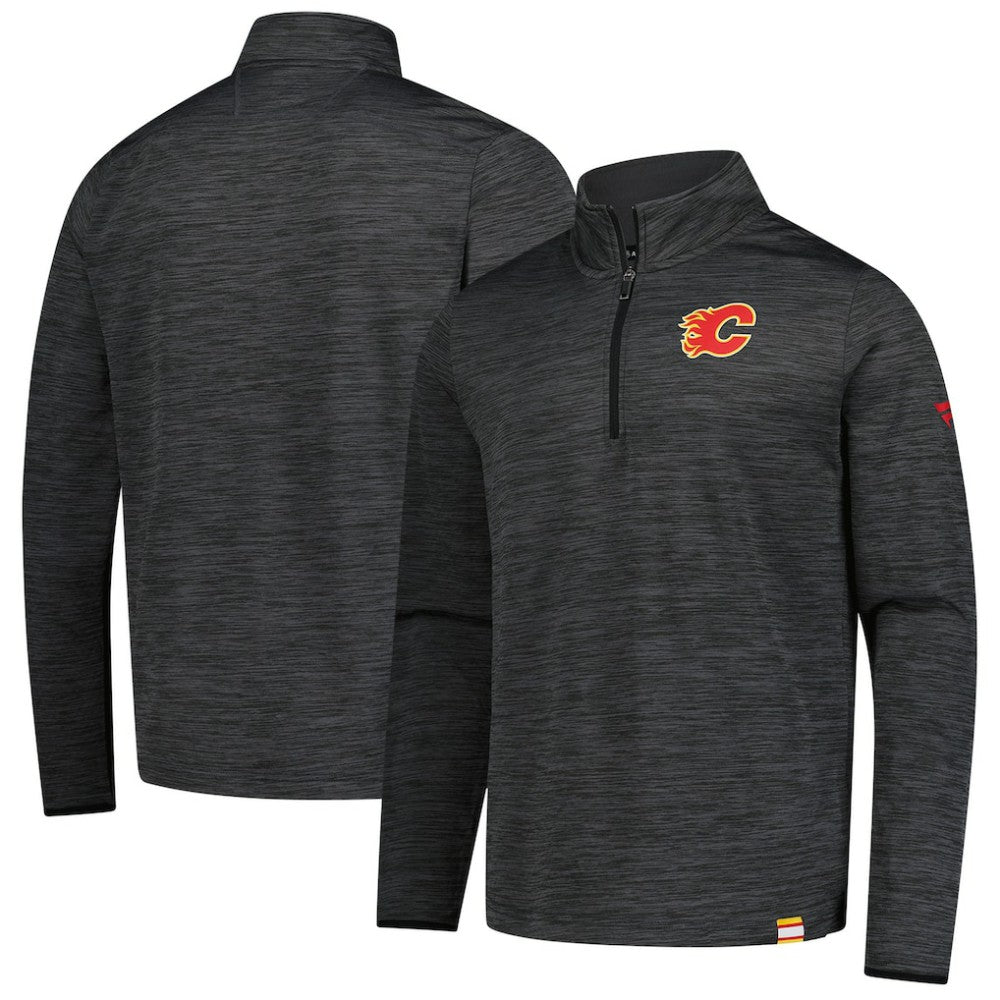 Calgary Flames Fanatics Authentic Pro Lightweight Quarter-Zip Pullover Heather Charcoal