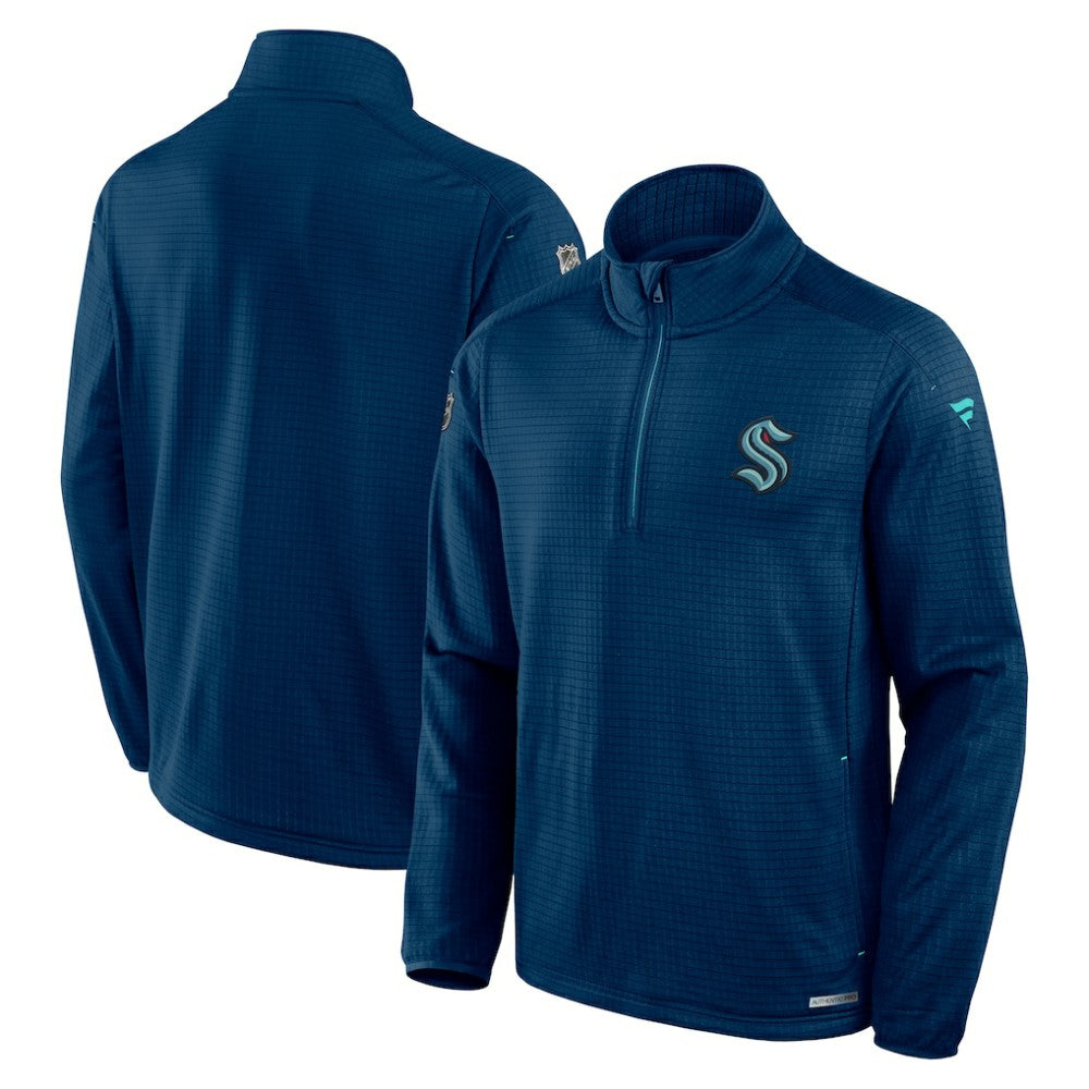Seattle Kraken Fanatics Authentic Pro Rink Quarter-Zip Top Deep Sea Blue