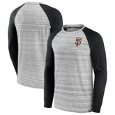 San Francisco Giants Iconic Streaky Raglan Long Sleeve T-Shirt - Gray/Black