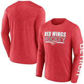 Detroit Red Wings Fanatics Sweep Iconic Synthetic Long Sleeve T-Shirt Heather Red