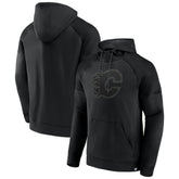 Calgary Flames Fanatics Black Ice Defender Raglan Pullover Hoodie