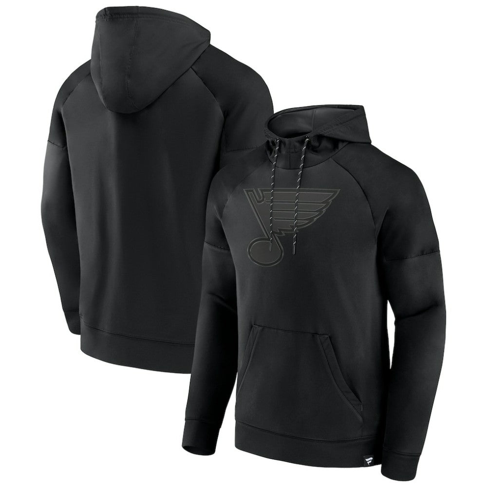 St. Louis Blues Fanatics Black Ice Defender Raglan Pullover Hoodie