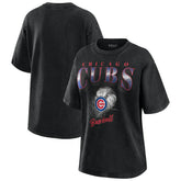 Chicago Cubs WEAR by Erin Andrews Women's Oversized Boyfriend T-Shirt - Charcoal