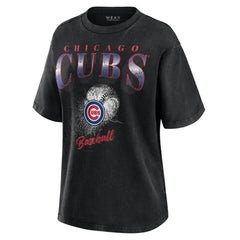 Chicago Cubs WEAR by Erin Andrews Women's Oversized Boyfriend T-Shirt - Charcoal