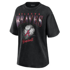 Atlanta Braves WEAR by Erin Andrews Women's Oversized Boyfriend T-Shirt - Charcoal