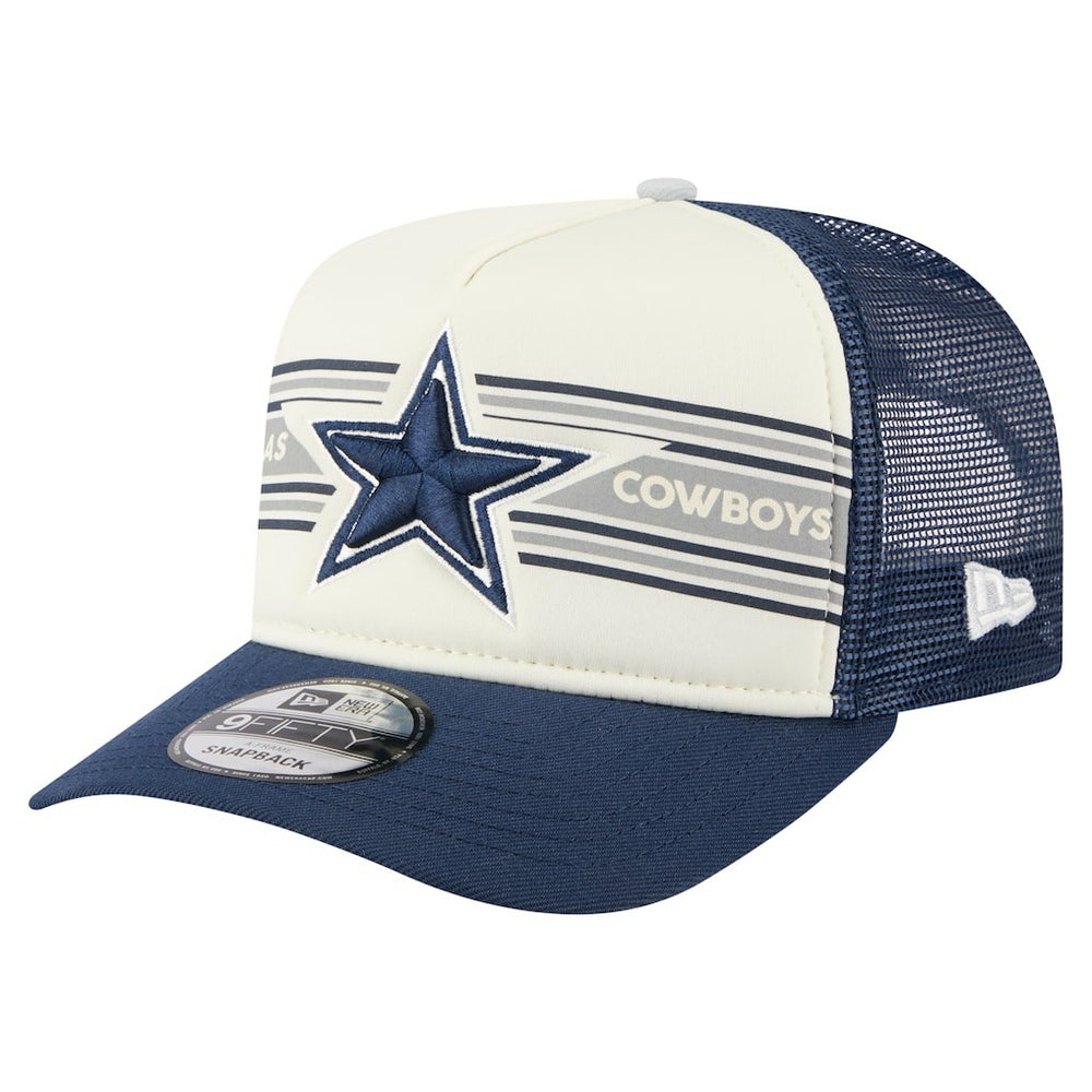 Dallas Cowboys New Era Youth Banner A-Frame 9FIFTY Trucker Snapback Hat - Cream/Navy on sale