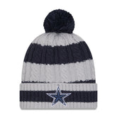 Dallas Cowboys New Era Women's Braided Cuffed Knit Hat with Pom - Navy for sale