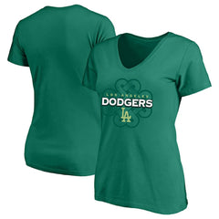 Los Angeles Dodgers Profile Women's Plus Size Celtic V-Neck T-Shirt - Kelly Green
