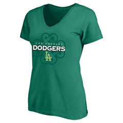 Los Angeles Dodgers Profile Women's Plus Size Celtic V-Neck T-Shirt - Kelly Green