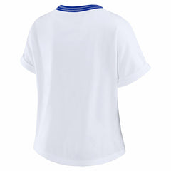 Los Angeles Rams WEAR by Erin Andrews Women's Cropped Center Stripe Dolman T-Shirt - White on sale