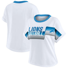 Detroit Lions WEAR by Erin Andrews Women's Cropped Center Stripe Dolman T-Shirt - White online