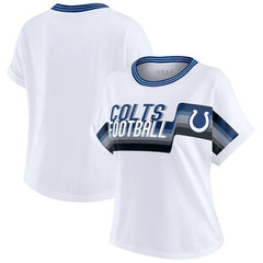 Indianapolis Colts WEAR by Erin Andrews Women's Cropped Center Stripe Dolman T-Shirt - White sale