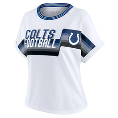 Indianapolis Colts WEAR by Erin Andrews Women's Cropped Center Stripe Dolman T-Shirt - White sale