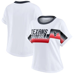 Houston Texans WEAR by Erin Andrews Women's Cropped Center Stripe Dolman T-Shirt - White on sale