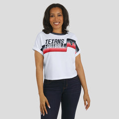 Houston Texans WEAR by Erin Andrews Women's Cropped Center Stripe Dolman T-Shirt - White on sale