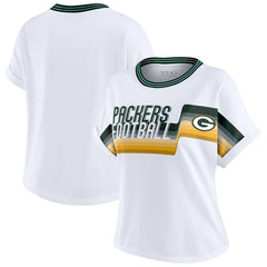 Green Bay Packers WEAR by Erin Andrews Women's Cropped Center Stripe Dolman T-Shirt - White sale