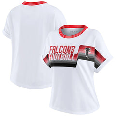 Atlanta Falcons WEAR by Erin Andrews Women's Cropped Center Stripe Dolman T-Shirt - White sale