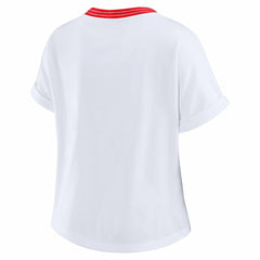 Atlanta Falcons WEAR by Erin Andrews Women's Cropped Center Stripe Dolman T-Shirt - White sale