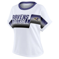 Baltimore Ravens WEAR by Erin Andrews Women's Cropped Center Stripe Dolman T-Shirt - White discount