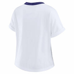 Baltimore Ravens WEAR by Erin Andrews Women's Cropped Center Stripe Dolman T-Shirt - White discount