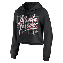 Atlanta Falcons WEAR by Erin Andrews Women's Domestic Cropped Pullover Hoodie - Black for sale