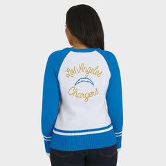 Los Angeles Chargers WEAR by Erin Andrews Women's Colorblock Raglan Sweater - White/Powder Blue on sale