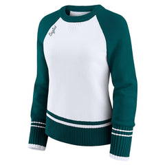 Philadelphia Eagles WEAR by Erin Andrews Women's Colorblock Raglan Sweater - White/Midnight Green discount