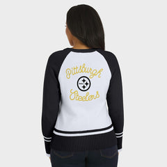 Pittsburgh Steelers WEAR by Erin Andrews Women's Colorblock Raglan Sweater - White/Black on sale