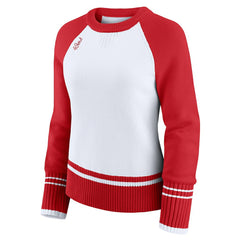 San Francisco 49ers WEAR by Erin Andrews Women's Colorblock Raglan Sweater - White/Scarlet for sale