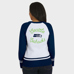 Seattle Seahawks WEAR by Erin Andrews Women's Colorblock Raglan Sweater - White/College Navy outlet