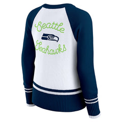 Seattle Seahawks WEAR by Erin Andrews Women's Colorblock Raglan Sweater - White/College Navy outlet