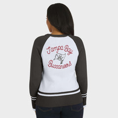Tampa Bay Buccaneers WEAR by Erin Andrews Women's Colorblock Raglan Sweater - White/Pewter discount