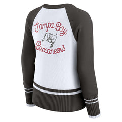 Tampa Bay Buccaneers WEAR by Erin Andrews Women's Colorblock Raglan Sweater - White/Pewter discount
