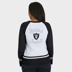 Las Vegas Raiders WEAR by Erin Andrews Women's Colorblock Raglan Sweater - White/Black online