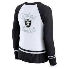 Las Vegas Raiders WEAR by Erin Andrews Women's Colorblock Raglan Sweater - White/Black online